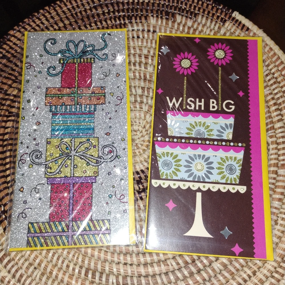 2 Festive Birthday Celebration Greeting Cards